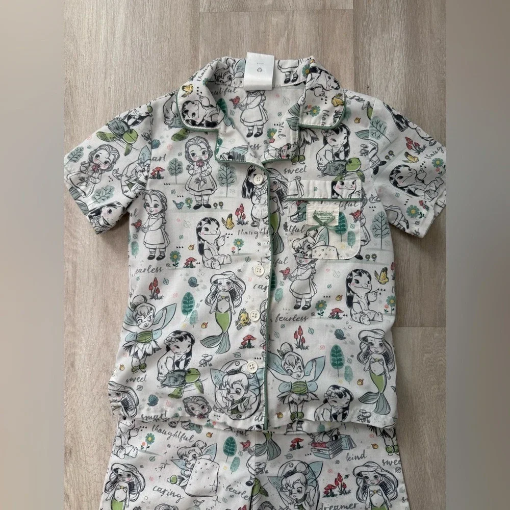 Disney Animators Collection Princess Ariel Belle Tinker Bell Toddler 4T Pajamas